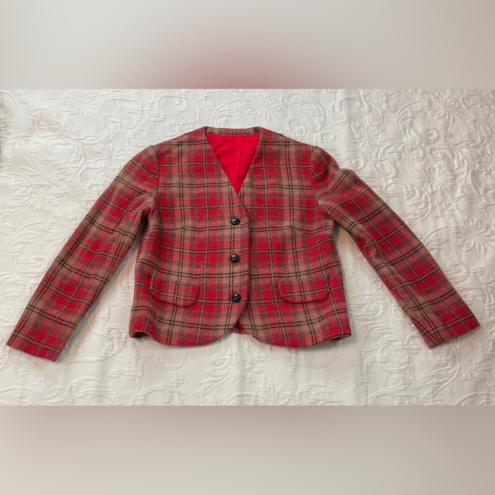 Plaid vintage handmade wool petite blazer